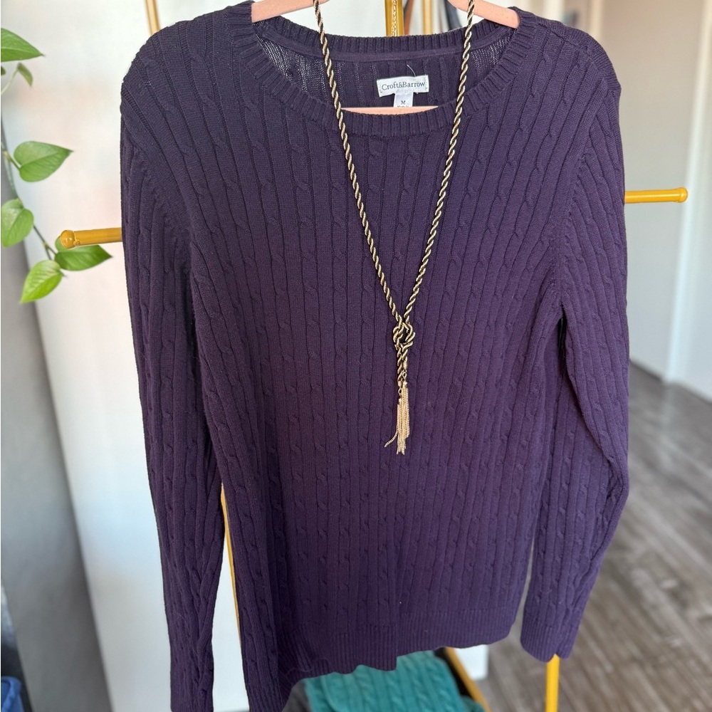 Croft and Barrow Purple Knit Sweater 100% cotton - Picture 2 of 5